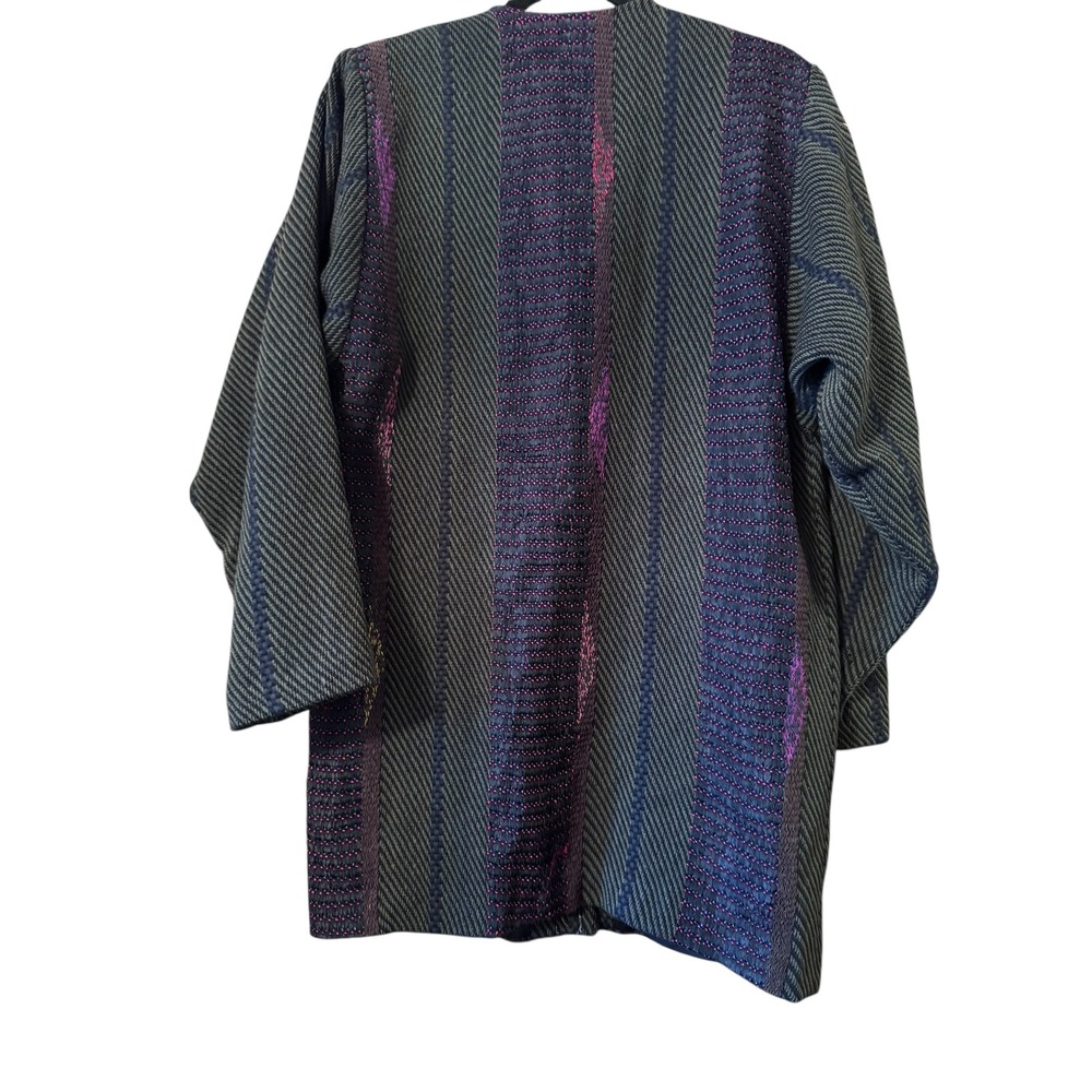 Hand Woven Deborah Cross Art To Wear 80s Textured Mixed Media Silk Metallic Wool - Picture 3 of 7